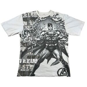 Vintage Lot 29 Shirt Mens M Superman Steel Mega Print Graphic DC Comics Y2K